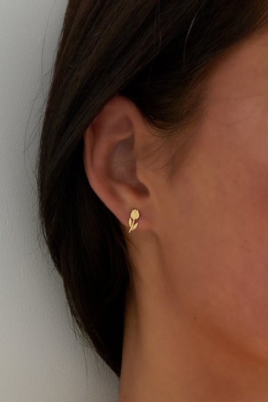 Tulpen-Ohrstecker - Goldfarbe h5 Bild2